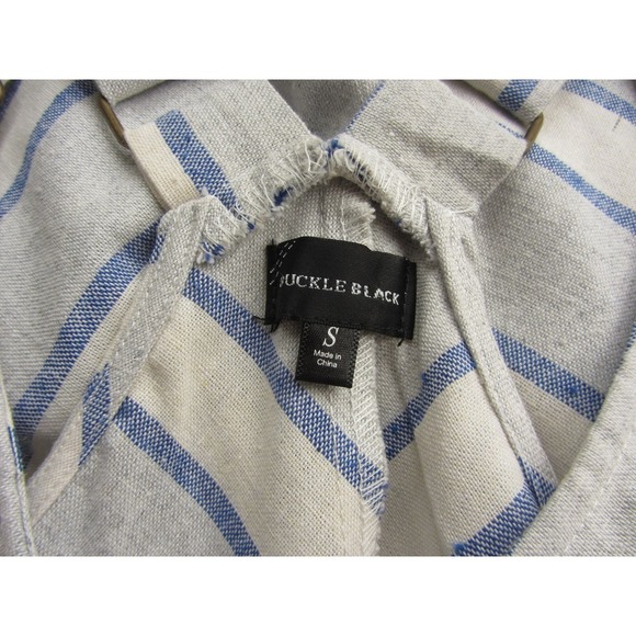 BUCKLE BLACK Size Small Woven Striped Button Down Midi Dress - Picture 4 of 4